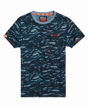 Superdry Orange Label Vintage Embroidery Férfi Pólók Kék/Camo | VUFJD0971